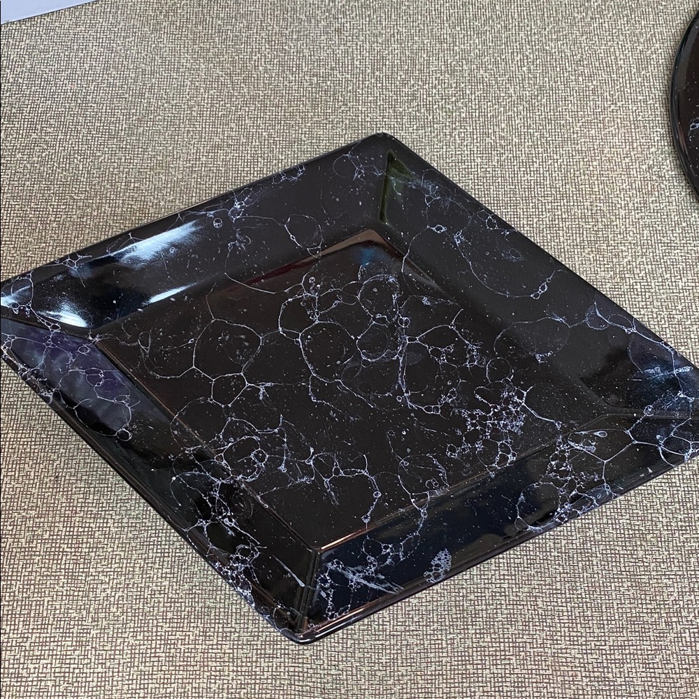 Vintage 90s Waechtersbach Marble Black White Serving Plate